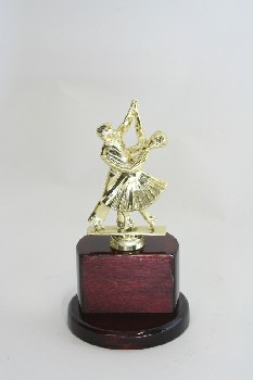Trophy, Dance, COUPLE, LOW WOOD COLUMN/BASE, PLASTIC, GOLD