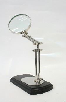 Science/Nature, Magnifier, MAGNIFYING GLASS W/STAND,ADJUSTABLE ARM, JEWELER, VINTAGE INDUSTRIAL , PLASTIC, BLACK