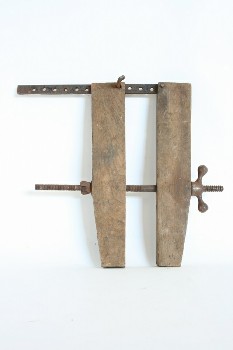 ANTIQUE CLAMP,WOOD BLOCKS W/METAL THREADS & HANDLE, Garage & Tools 