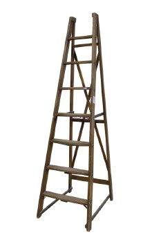 Ladder, Wood, FREESTANDING, LIBRARY/STORE, 7 STEPS, 