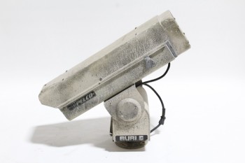 Security, Surveillance Camera, INDOOR / OUTDOOR CCTV, ADJUSTABLE, MOUNTABLE BASE, AGED (Just Camera Is 6x25x9"), METAL, WHITE