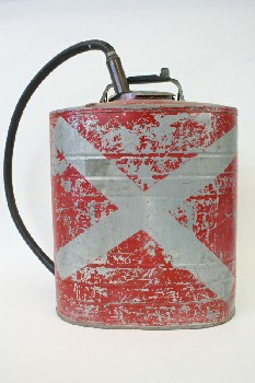 Fire, Extinguisher, OLD STYLE FIREFIGHTING WATER BACKPACK W/HOSE & STRAPS , METAL, SILVER