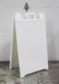 Sign, Sandwich Board, BLANK ON BOTH SIDES, FREESTANDING A-FRAME - May Not Be Identical To Photo, Productions May Add Their Own Temporary Decals / Graphics, PLASTIC, WHITE