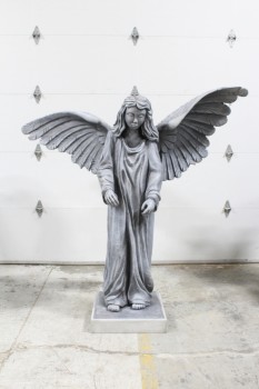 Tombstone, Statue, STANDING WINGED ANGEL/CHILD, STYROFOAM, GREY