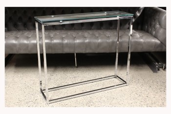 Table, Console, SOFA / HALL / LOBBY TABLE, RECTANGULAR, GLASS TOP, CONNECTED LEGS & FRAME, GLASS, CLEAR
