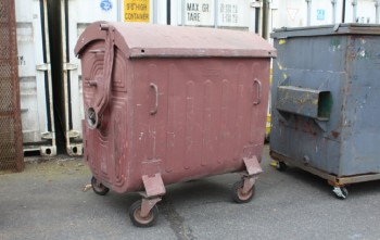 Garbage, Dumpster, MOVEABLE WASTE BIN / RECYCLING CONTAINER, HINGED METAL LID W/ROUNDED TOP, MUNICIPAL / COMMERICAL, ROLLING - This Dumpster Cannot Be Painted, Please Select Any Of Our Other Municipal Dumpsters If Painting Is Required, METAL, BROWN