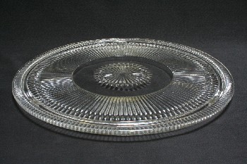 Housewares, Plate, ROUND W/CUT LINES ON UNDERSIDE, GLASS, CLEAR