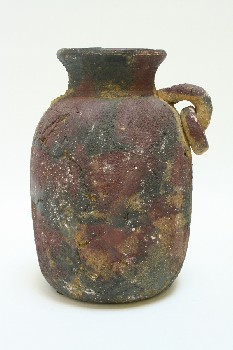 Vase, Urn, RING ON 1 HANDLE, AGED, TERRA COTTA, MULTI-COLORED