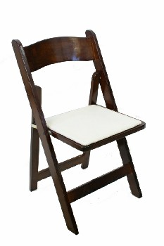 Chair, Folding, VINYL SEAT COVER, STACKABLE, WOOD, BROWN