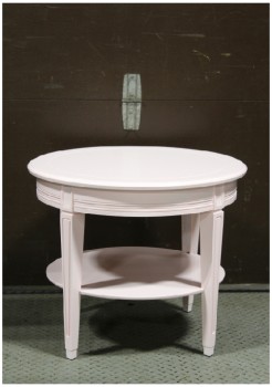 Table, Side, ROUND TOP W/LOWER SHELF, LIGHT PINK, WOOD, PINK