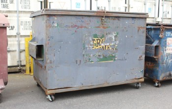 Garbage, Dumpster, MOVEABLE WASTE BIN / RECYCLING CONTAINER, HINGED METAL LIDS, MUNICIPAL / COMMERICAL, PAINTED, ROLLING - This Dumpster May Be Painted, Condition May Not Be Identical To Photo, METAL, GREY