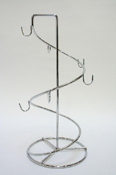 Decorative, Stand, SPIRAL W/HOOKS FOR HANGING, SOLDERED RODS, METAL, SILVER