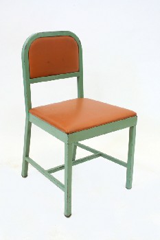 Chair, Institutional, ORANGE VINYL SEAT & SEAT BACK , METAL, GREEN