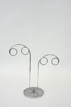 Sign, Holder, DISPLAY STAND,2 CIRCLES ON EAC, METAL, SILVER