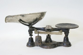 Store, Scale, ANTIQUE,BALANCE W/BOWL & PLATE, AGED, METAL, BLACK