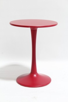 Table, Side, MODERN TULIP STYLE, ROUND BASE & TOP, WOOD, RED