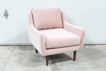 Chair, Armchair, MODERN, VELVET, 1 CUSHION, BLUSH/LIGHT PINK, BROWN WALNUT LEGS, VELVET, PINK
