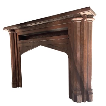 Fireplace, Mantle, LARGE ANTIQUE MANTLE SURROUND, FLUTED, WOOD, BROWN
