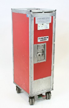 Airport, Misc, AIRLINE REFRESHMENT TROLLEY W/DRAWERS INSIDE, METAL, RED