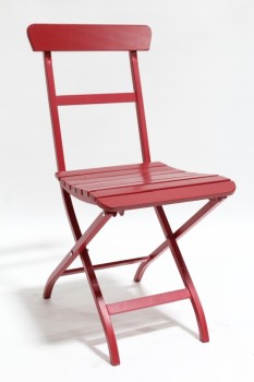 Chair, Folding, CAFE/PATIO,SLAT SEAT, NO ARMS, WOOD, RED