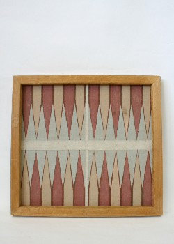 Game, Chess, BACKGAMMON, PINK & BEIGE POINTS, HOMEMADE, VINTAGE, WOOD, BROWN