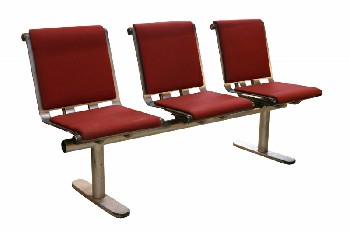 Bench, Misc, PUBLIC WAITING AREA MULTIPLE SEATING FOR AIRPORT TERMINAL ETC., BENCH W/3 CONNECTED SEATS - Upholstered Seats & Backs Are Changeable & May Not Be Identical To Photo, METAL, GREY