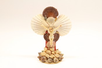 Religious, Crucifix, JESUS ON A SEA SHELL CROSS , SHELL, NATURAL