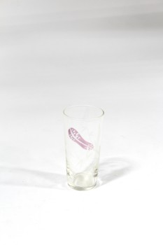 Drinkware, Glass, NARROW, CYLINDRICAL, VINTAGE, CZECH, FROSTED LEAVES, GLASS, CLEAR