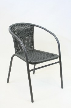 Chair, Cafe, CURVED BACK, WOVEN BACK & SEAT, STACKABLE , WICKER, GREY