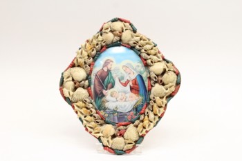Religious, Crucifix, CLEARABLE,JESUS & MARY IN A SEA SHELL FRAME , SHELL, NATURAL