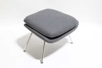 Ottoman, Miscellaneous, MODERN, CHROME LEGS, 1 REMOVEABLE CUSHION, FOOT REST / STOOL, WOOL, GREY