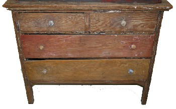 Dresser, Miscellaneous, 4 DRAWERS, RUSTIC, DISTRESSED PAINT, WOOD, BROWN