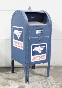 Street, Mailbox, FREESTANDING UNITED STATES / USA / USPS / US MAIL STYLE POST COLLECTION BOX, ROUNDED TOP - Condition May Not Be Identical To Photo. Paint Depts May Touch Up The Blue., METAL, BLUE