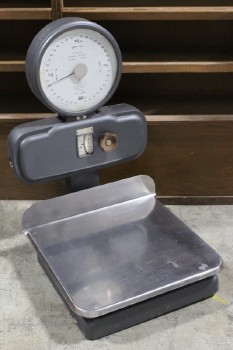 Store, Scale, STAINLESS PLATFORM, ROUND FACE, HEAVY, METAL, GREY
