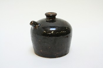 Decorative, Bottle, ASIAN SOYA JAR W/SMALL SPOUT , CROCKERY, BROWN