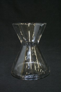 Vase, Flower, PLAIN, SMOOTH, PINCHED SHAPE, GLASS, CLEAR