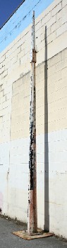 Street, Pole , NEARLY 16FT TALL TAPERED POLE FOR SIGN W/SQUARE METAL BASE - Stored Outdoors, Condition Not Identical, METAL, WHITE