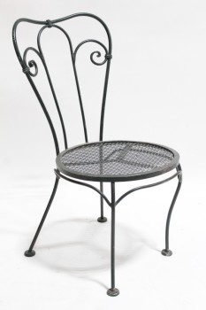 Chair, Misc, CURVED BACK, ROUND PERFORATED SEAT, PATIO / GARDEN / OUTDOOR, METAL, GREEN