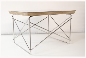 Table, Side, WHITE LAMINATE LAYERED PLYWOOD TOP, WIRE ROD CRISSCROSSED LEGS , WOOD, WHITE