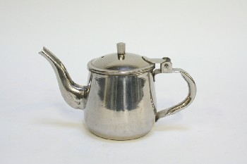 Restaurant, Supplies, SINGLE SERVING TEAPOT W/HINGED LID, STAINLESS STEEL, SILVER