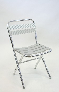 Chair, Cafe, FOLDING,SQUARE BACK, 3-SLAT SEAT, NO ARMS , ALUMINUM, SILVER