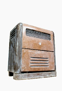 Appliance, Heater, ANTIQUE, OIL HEATER, TWO-TONE, ROUNDED TOP, AGED, METAL, BROWN