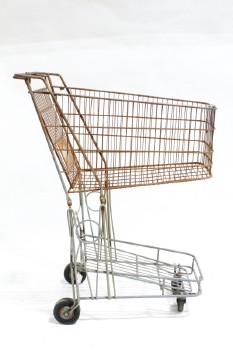 Cart, Shopping, STORE, SMALL, VINTAGE, WIRE, RUSTY/AGED/USED, METAL, GREY