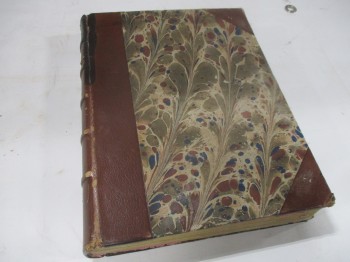 Book, Ledger, Mottled Brown Cover With Brown Leather Corners And Spine. 'Peter Hertz'