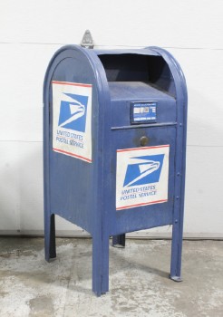 Street, Mailbox, FREESTANDING UNITED STATES / USA / USPS / US MAIL STYLE POST COLLECTION BOX, ROUNDED TOP, LIGHTWEIGHT - Condition May Not Be Identical To Photo. Paint Depts May Touch Up The Blue., METAL, BLUE