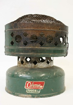 Camp, Heater, GAS, TWO TIER W/ROUNDED TOP, CUTOUT SHAPES, AGED, DISTRESSED, METAL, GREEN