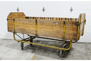 Cart, Misc, VINTAGE,INDUSTRIAL,POST OFFICE/MAIL CART,CURVED LOWER LEGS, HINGED SIDES, ROLLING, AGED , METAL, YELLOW