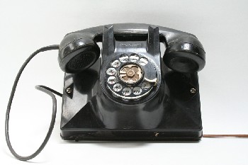 Phone, Rotary, OLD STYLE,WALLMOUNT, PLASTIC, BLACK
