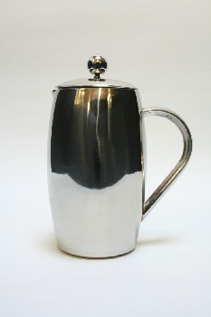 Housewares, Coffeepot, THERMAL FRENCH PRESS,SMOOTH,BALL KNOB,CURVED HANDLE, STAINLESS STEEL, SILVER