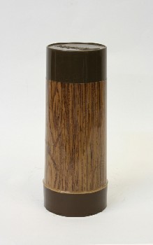 Drinkware, Thermos, FAUX WOOD GRAIN PRINT,SOLID ENDS, PLASTIC, BROWN